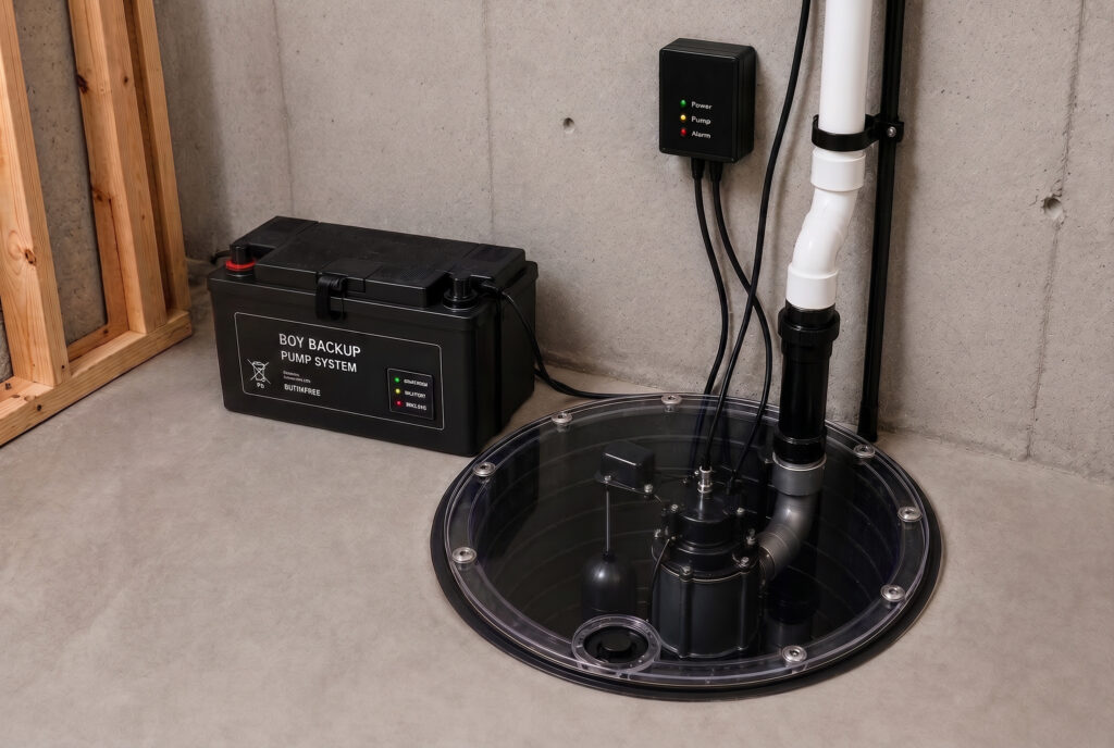 Waterproofing Solution 4: Sump Pump and Battery Backup