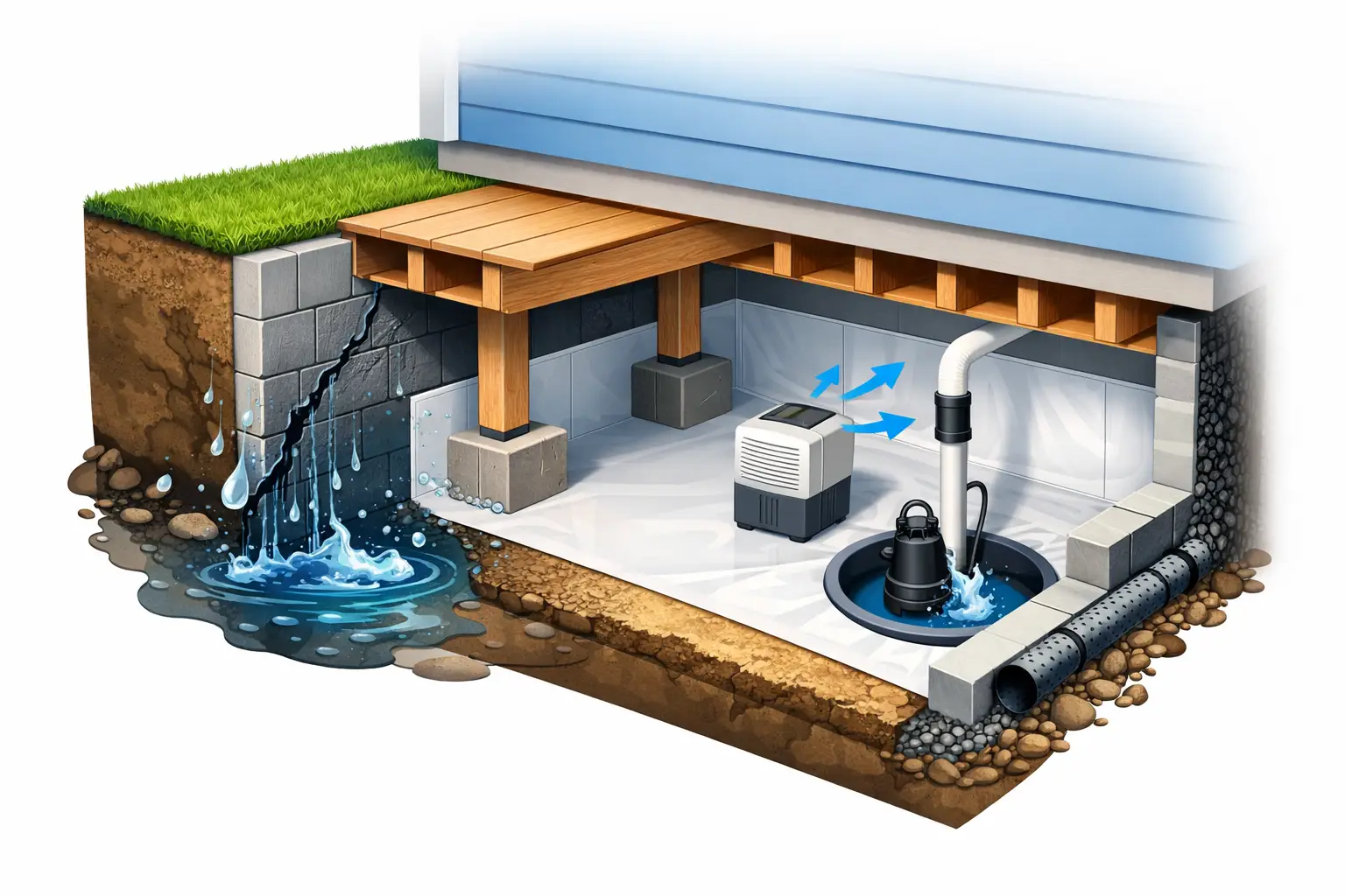 Crawl Space Waterproofing That Stops Damage