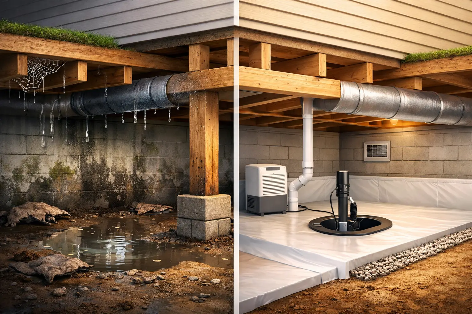 Crawlspace Moisture Signs and Permanent Fixes