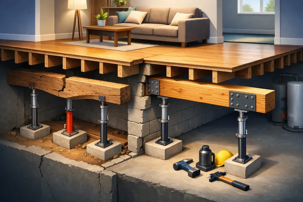 Failing Beam Repair for Sagging Floors and Safer Homes