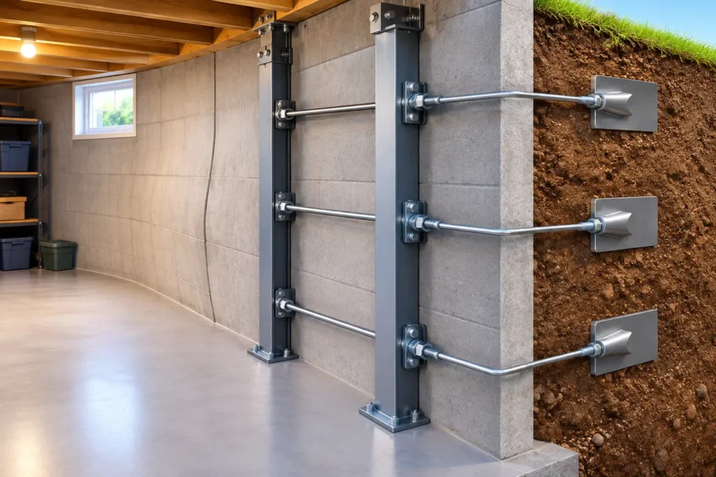 How Wall Anchors Stabilize Bowing Basement Walls